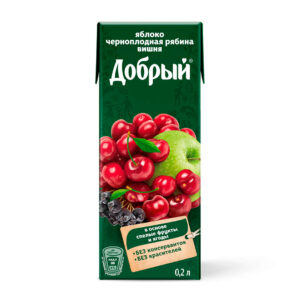 Яблоко, черноплодная рябина, вишня нектар Добрый 0,2л