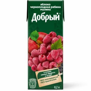 Яблоко, черноплодная рябина, малина нектар Добрый 0,2л