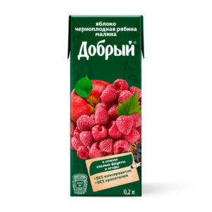 Яблоко, черноплодная рябина, малина нектар Добрый 0,2л